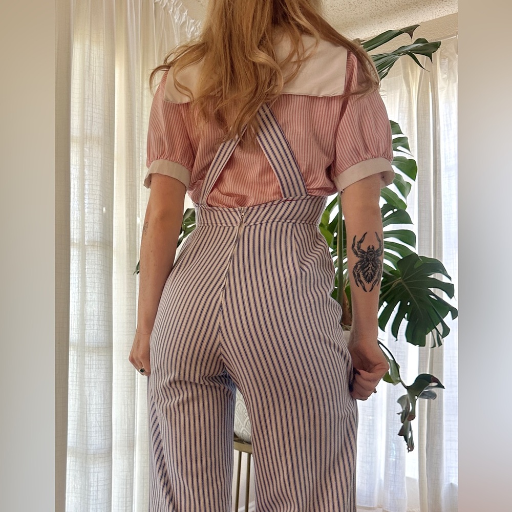 1970s striped superstar bell bottom overalls - Picture 4 of 8